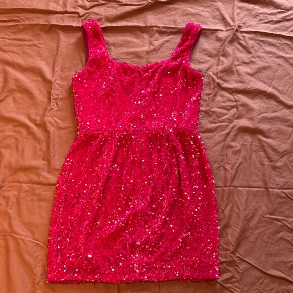 Helsi Rory Stretch Velvet Sequin Mini Dress - French Rose - Large - Picture 11 of 14